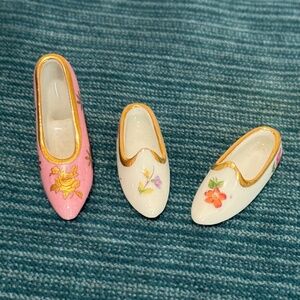 Vintage Mini Limoges France Porcelain Slippers And High Heel Shoe